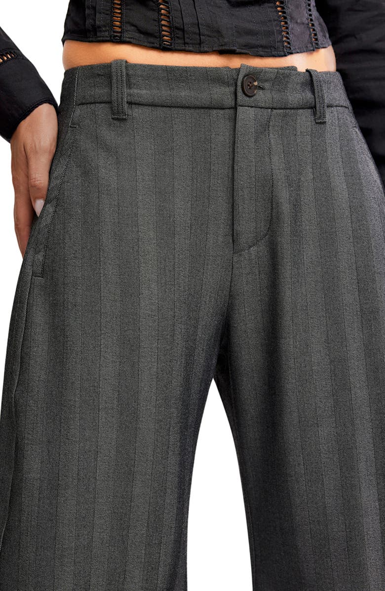 Free People Spotlight Pinstripe Barrel Leg Pants, Alternate, color, 