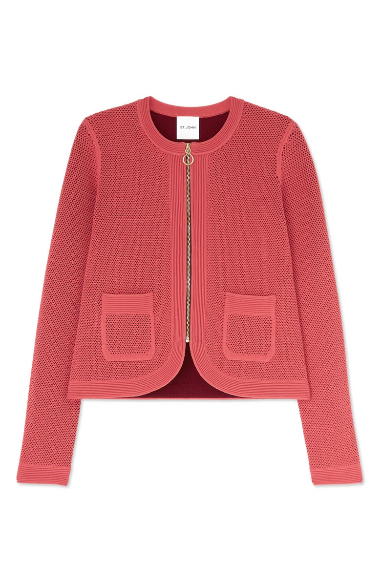 ST. JOHN Two-Tone Zip Double Face Sweater Jacket, Alternate, color, 