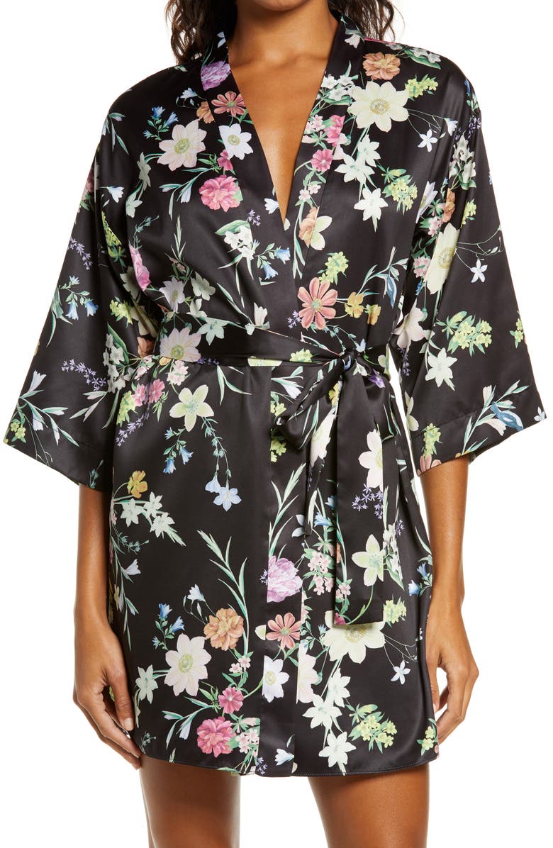Flora Nikrooz Gabrielle Floral Print Short Robe, Main, color,