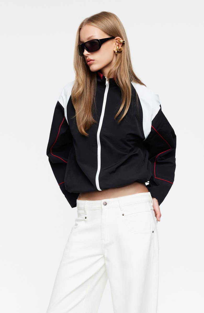 LIONESS Shoreline Colorblock Windbreaker Jacket, Alternate, color, Noir