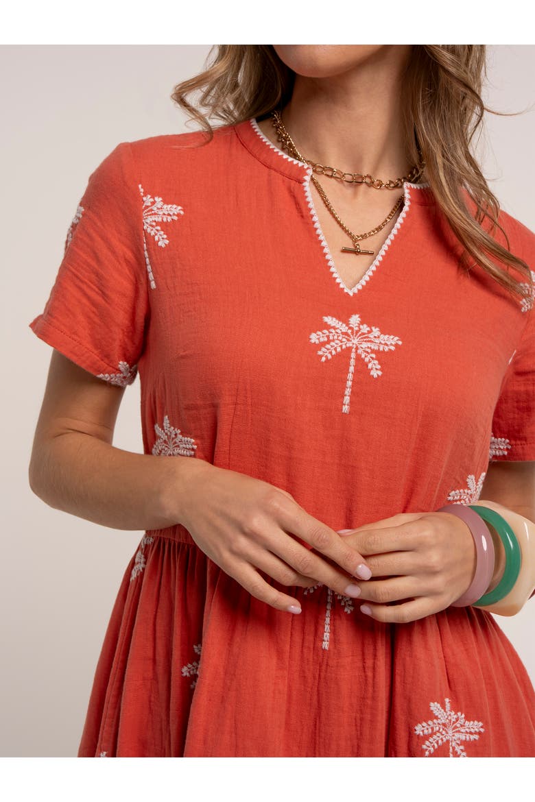 Sol Embroidered Midi Dress, Alternate, color, Rust