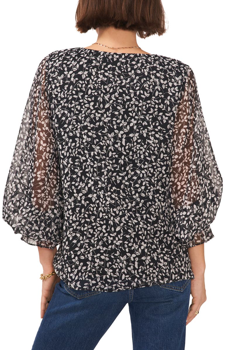 Vince Camuto Print V-Neck Blouse, Alternate, color, 