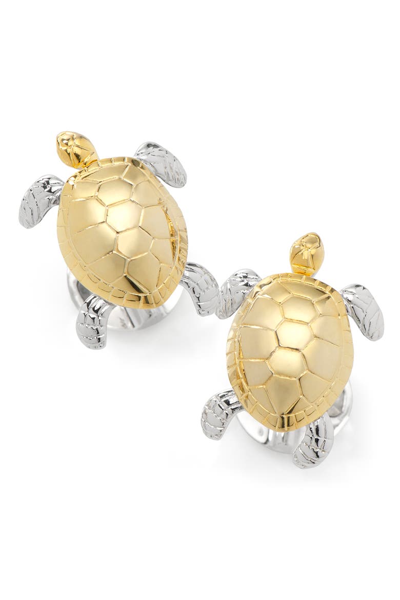 Turtle Movement 3D Cuff Links, Alternate, color, GOLD