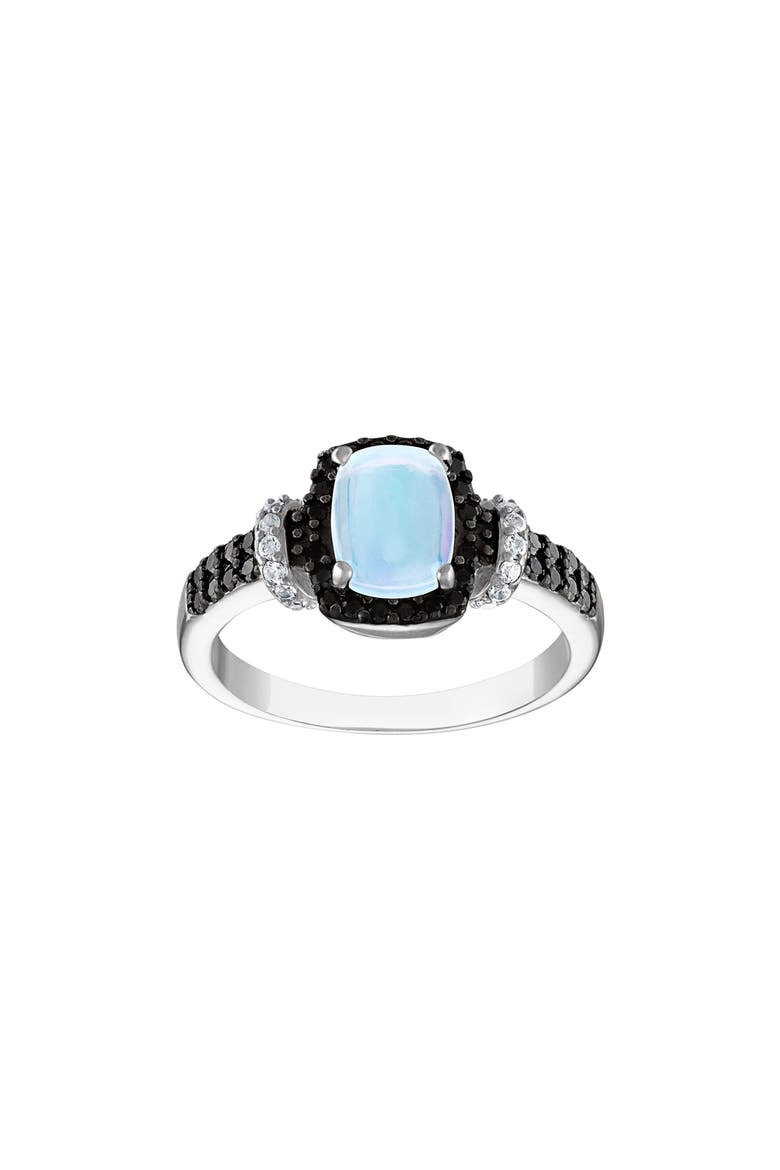 Sterling Silver Black Spinel & Opal Ring, Main, color, WHITE