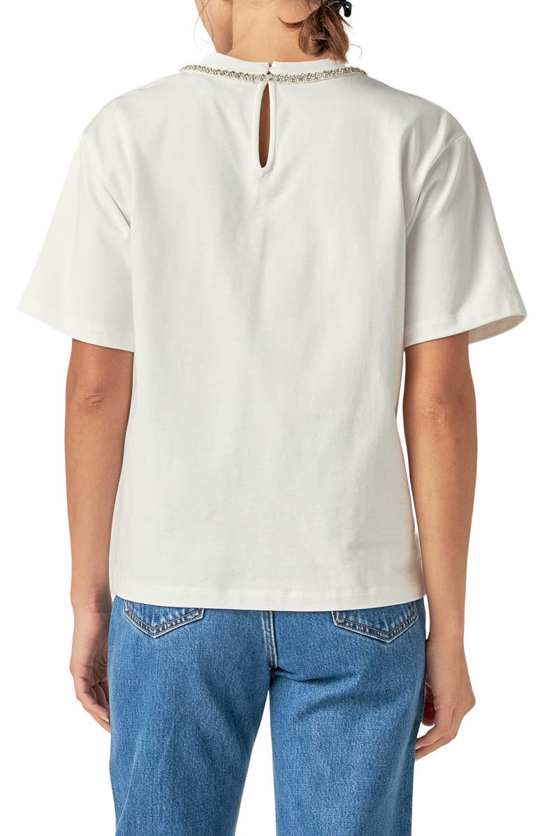 English Factory Embellished Bow Top, Alternate, color, White