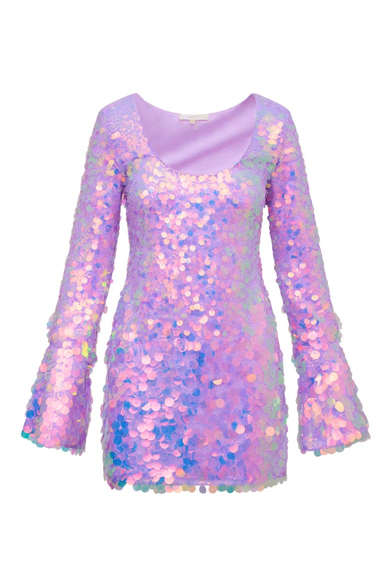 Risbo Paillette Long Sleeve Minidress, Alternate, color, LILAC