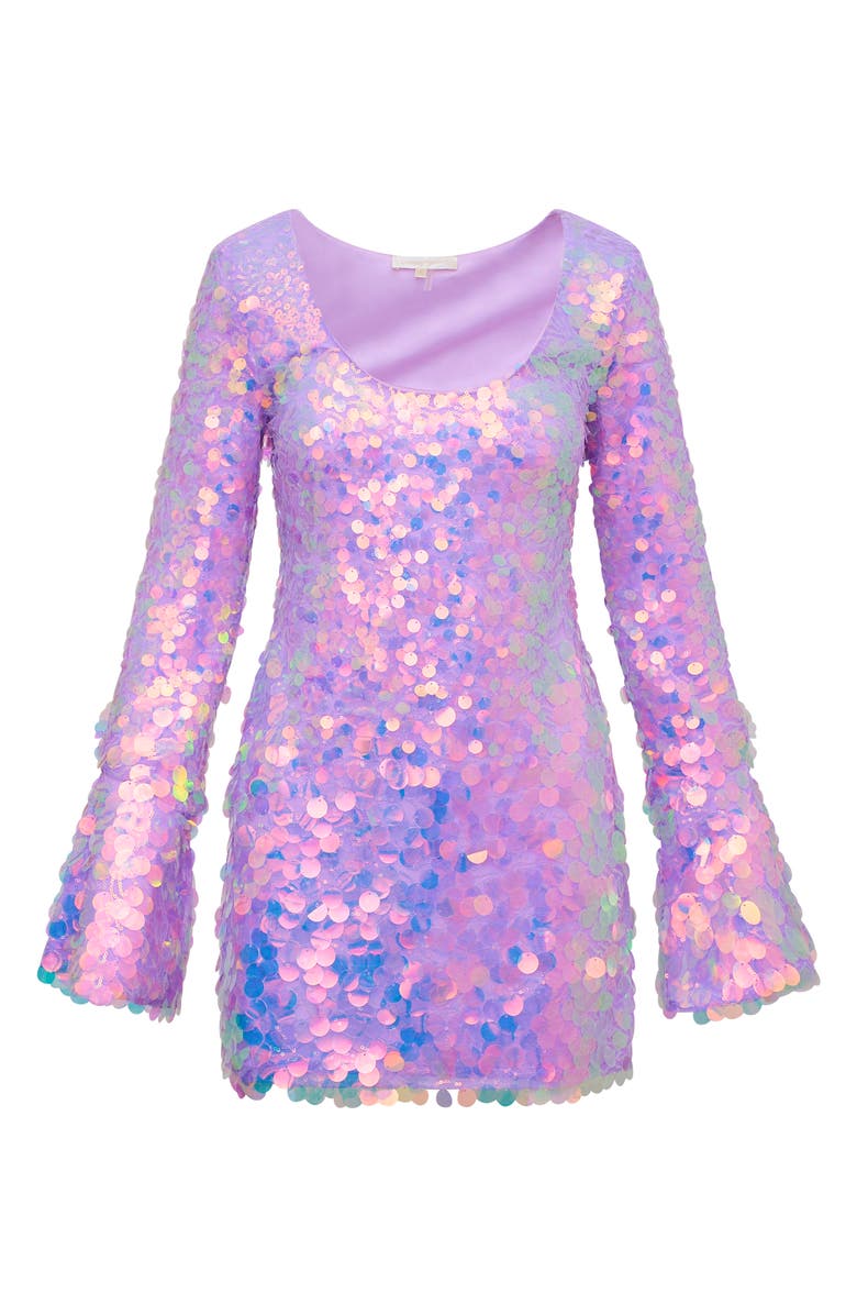 LoveShackFancy Risbo Paillette Long Sleeve Minidress, Alternate, color, 