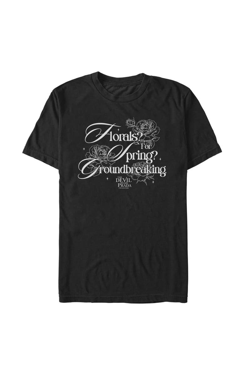 The Devil Wears Prada Men's The Devil Wears Prada Florals for Spring Groundbreaking Quote Graphic T-Shirt, Main, color, Black