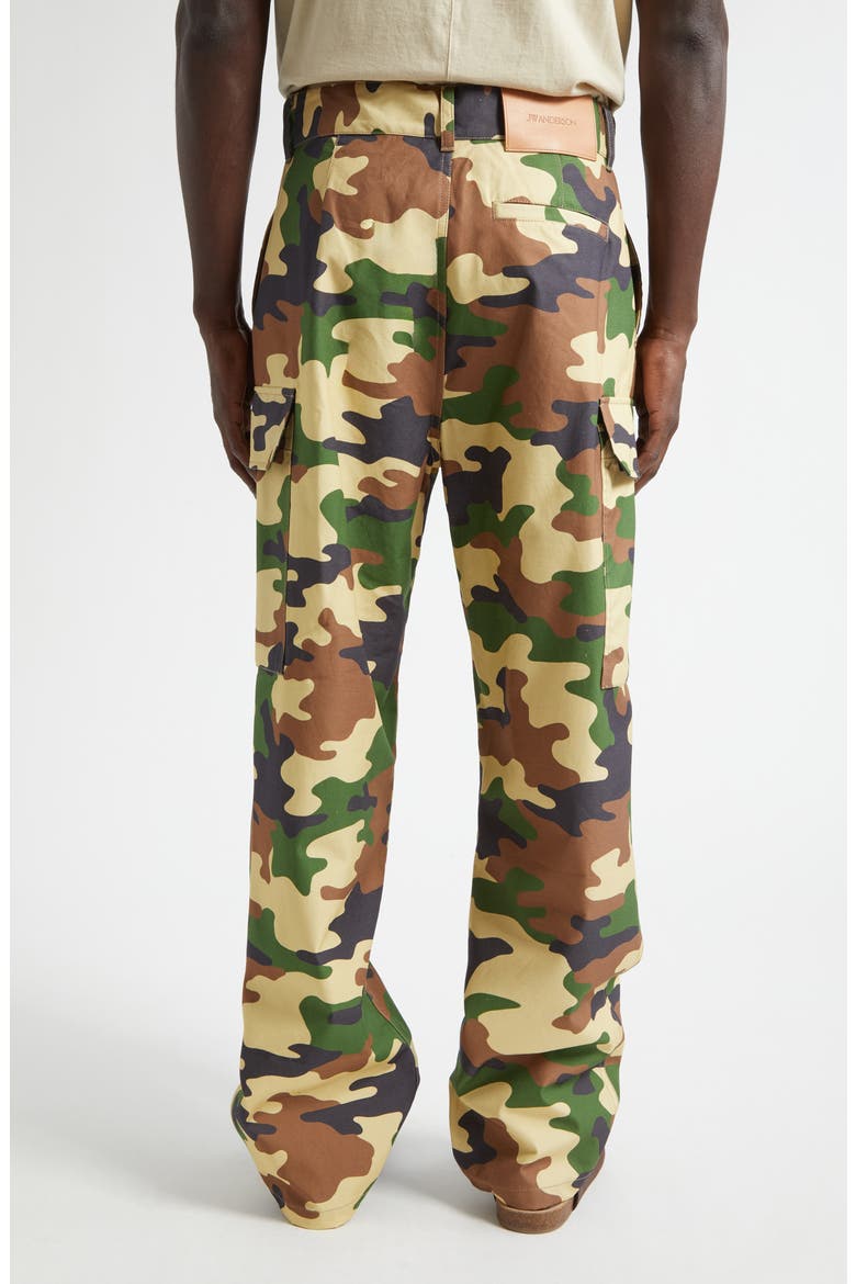 Camo Cotton Straight Leg Cargo Pants, Alternate, color, BROWN/ GREEN