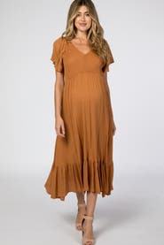 PinkBlush Smocked V-Neck Midi Dress