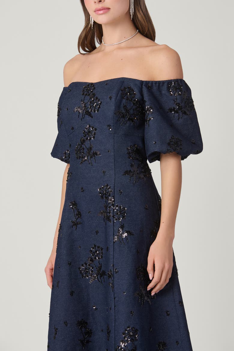 Sequin Embellished Mona Dress, Alternate, color, Denim/Jet