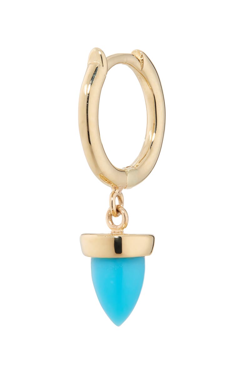 Zoë Chicco Turquoise Bullet Drop Huggie Hoop Earrings, Alternate, color, 14K Yellow Gold / Turquoise