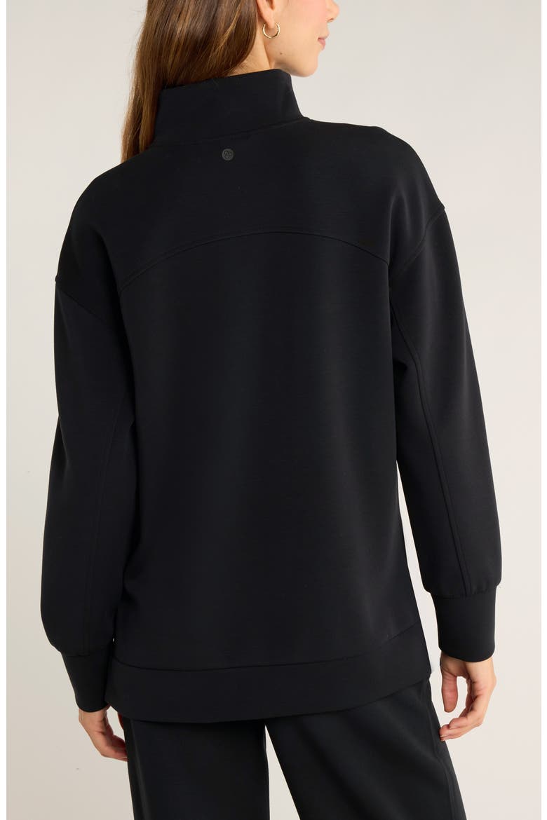 Cozy Scuba Knit Mock Neck Tunic, Alternate, color, BLACK