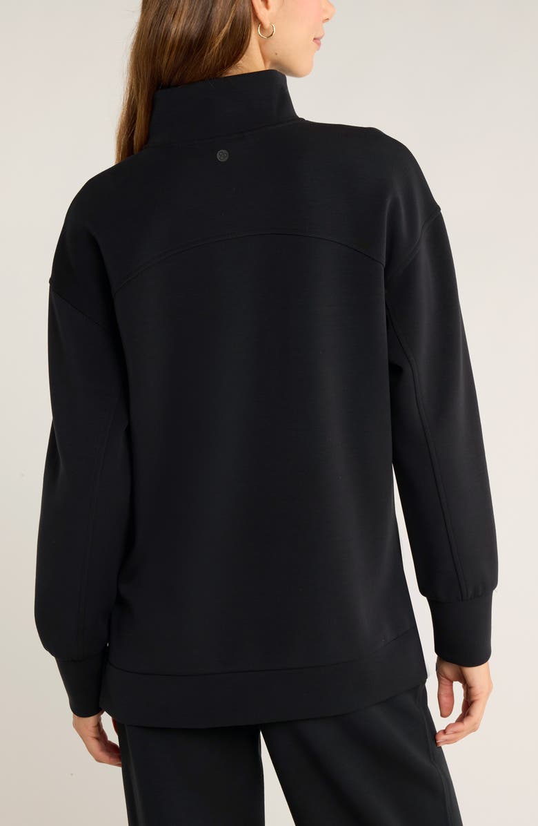 Zella Cozy Scuba Knit Mock Neck Tunic, Alternate, color, Black