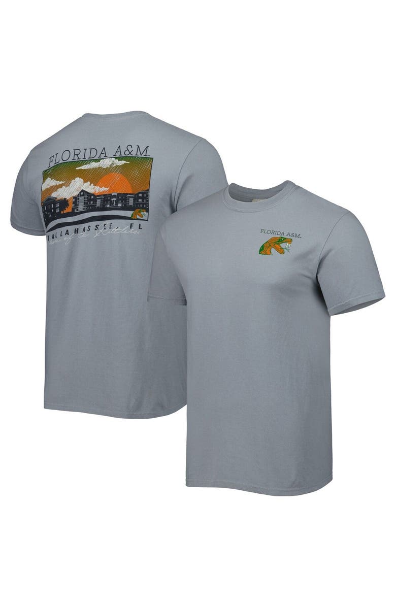 IMAGE ONE Men's Gray Florida A&M Rattlers Campus Scenery Comfort Color T-Shirt, Main, color,