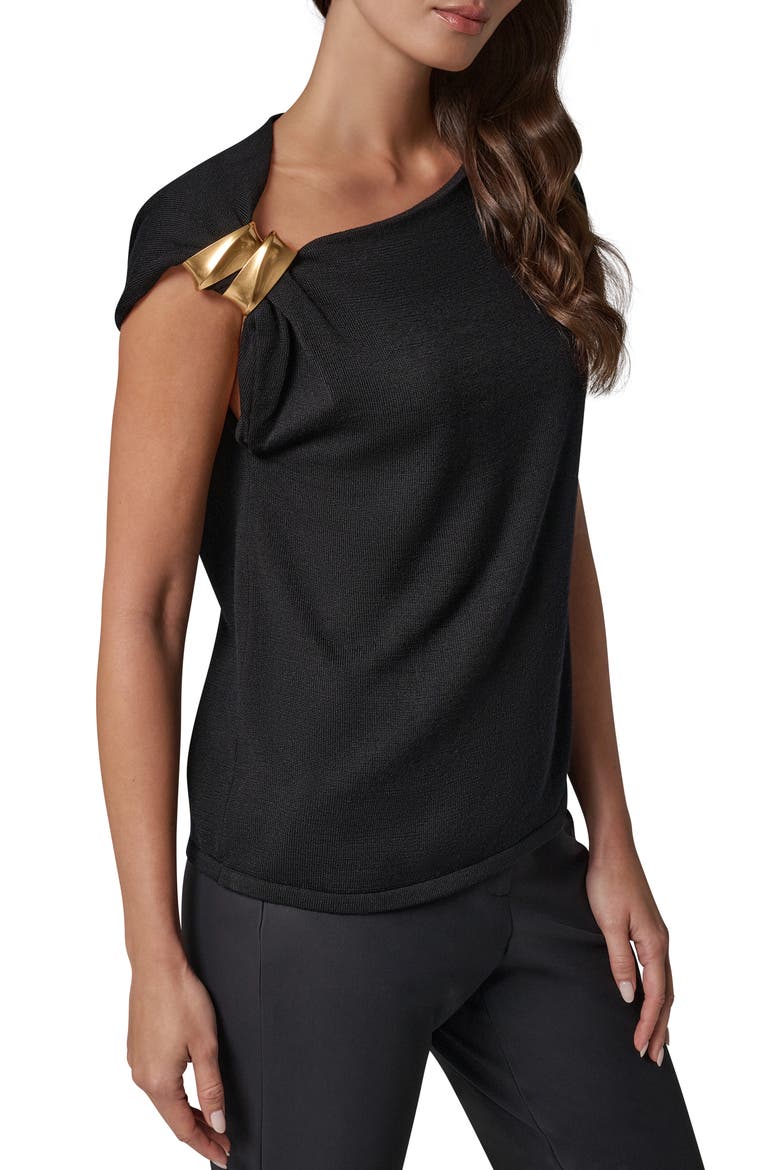 Asymmetric Extra Fine Merino Wool Sweater, Alternate, color, BLACK
