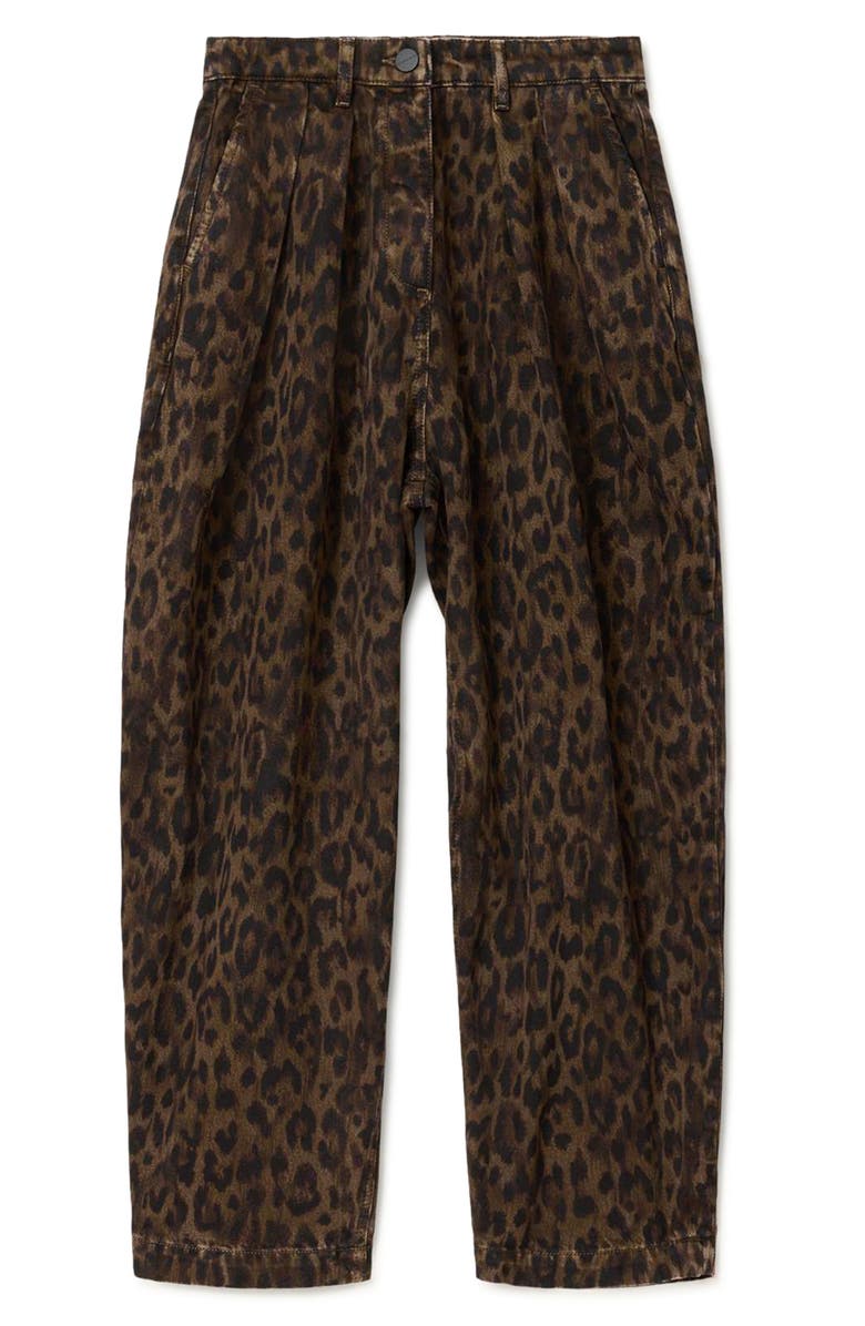 AllSaints Becca Pleated Cotton Blend Trousers, Alternate, color, Leppo Brown