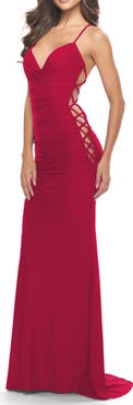 La Femme Unique Jersey Dress with Open Criss Cross Sides