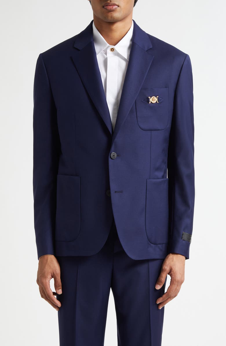 Versace Medusa Biggie Wool Plain Weave Sport Coat, Main, color, Ink