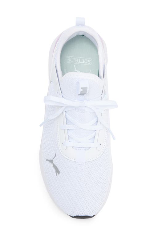 Puma Softride Ruby Luxe Sneaker In White- Silver