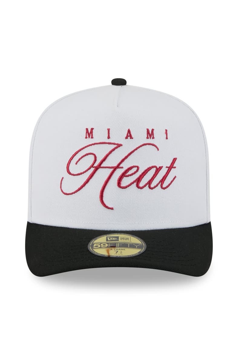 New Era Men's New Era White/Black Miami Heat 2025 NBA Draft A-Frame 59FIFTY Fitted Hat, Alternate, color, 