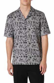 Bugatchi Cole OoohCotton® Feather Leaf Print Camp Shirt