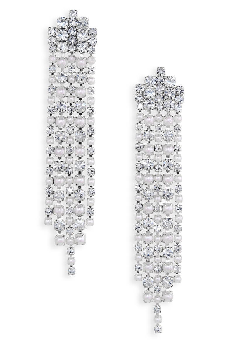 Crystal Drop Earrings, Main, color, SILVER