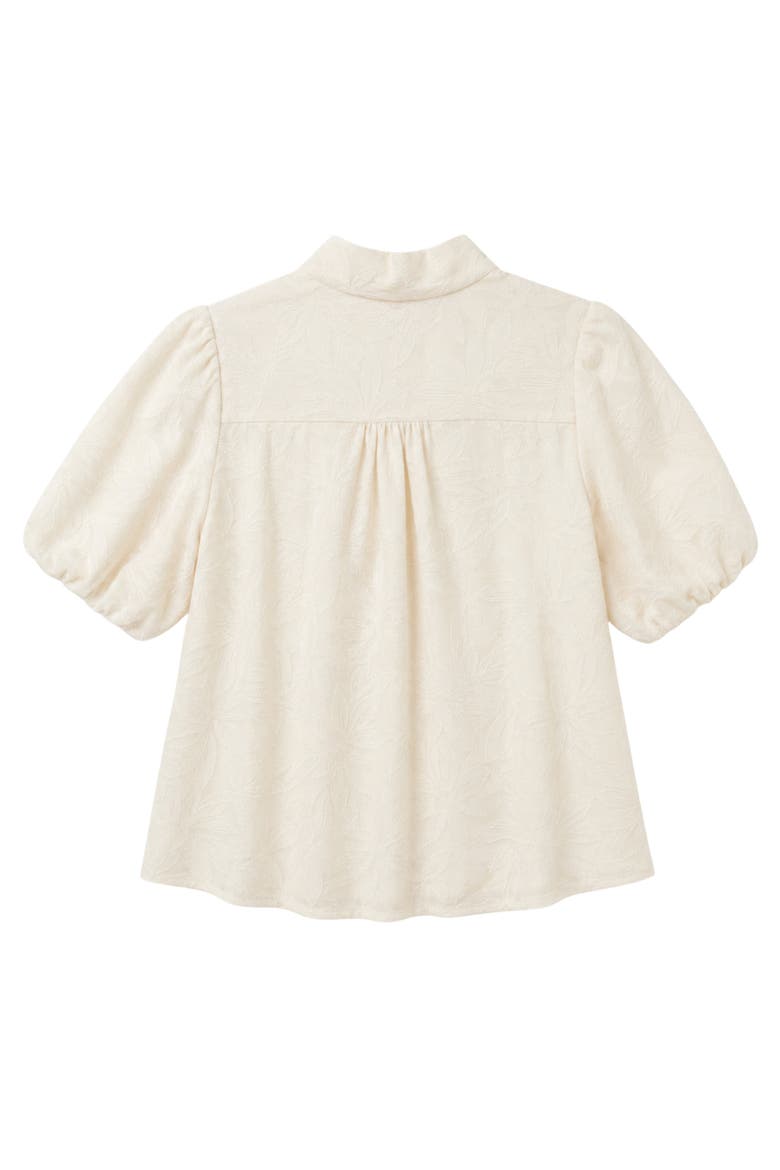 Peggy Tie Neck Jacquard Blouse, Alternate, color, Ivory