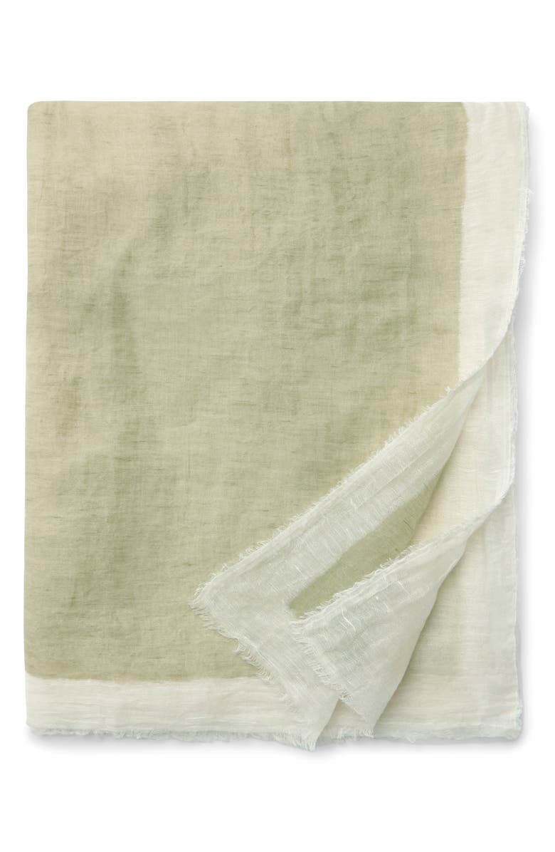 SFERRA Pitura Cotton & Linen Throw Blanket, Main, color, Moss/ Taupe