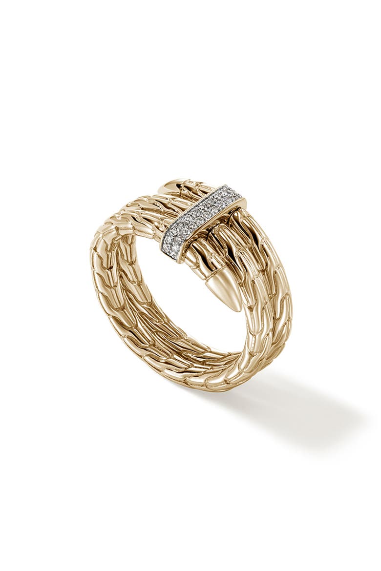 Spear 14K Gold Diamond Pave Double Wrap Ring, Alternate, color, GOLD