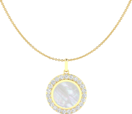 Everlee Mother of Pearl Lab Diamond Disc Pendant Necklace in 14K