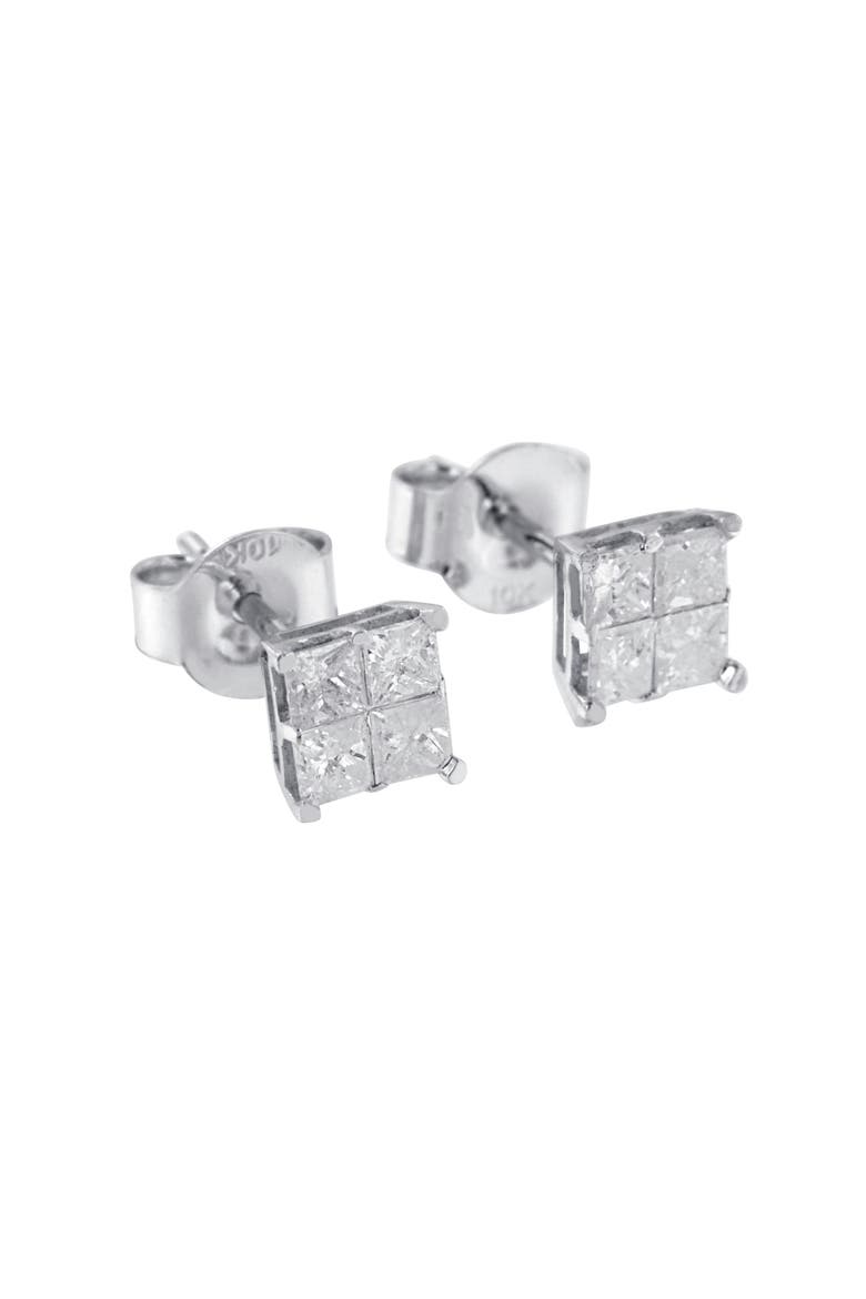 10K White Gold 5/8 Cttw Diamond Stud Earrings, Alternate, color, White
