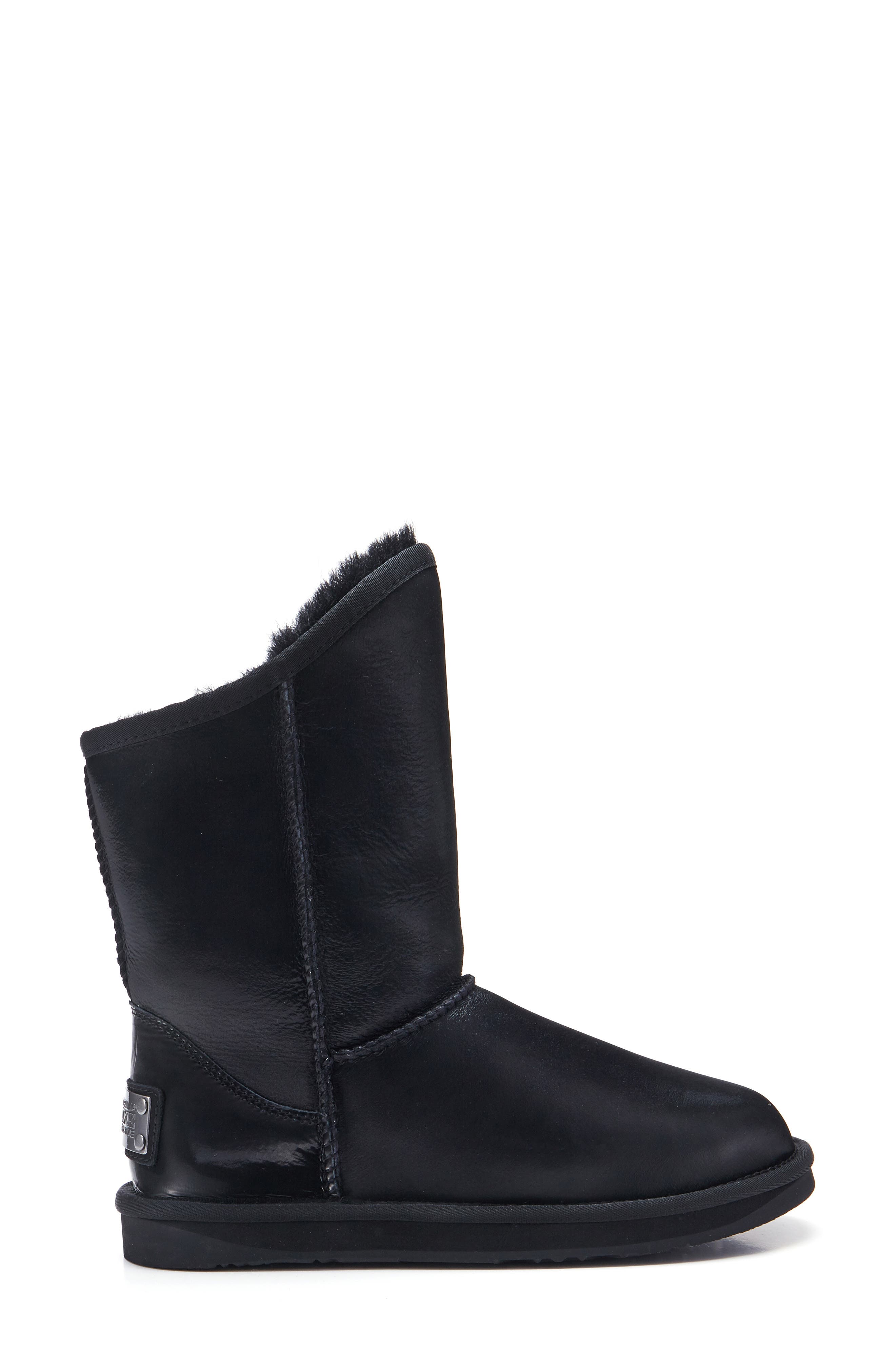 Cosy Xtra Short Genuine Shearling Boot, Alternate, color, SATIN BLACK