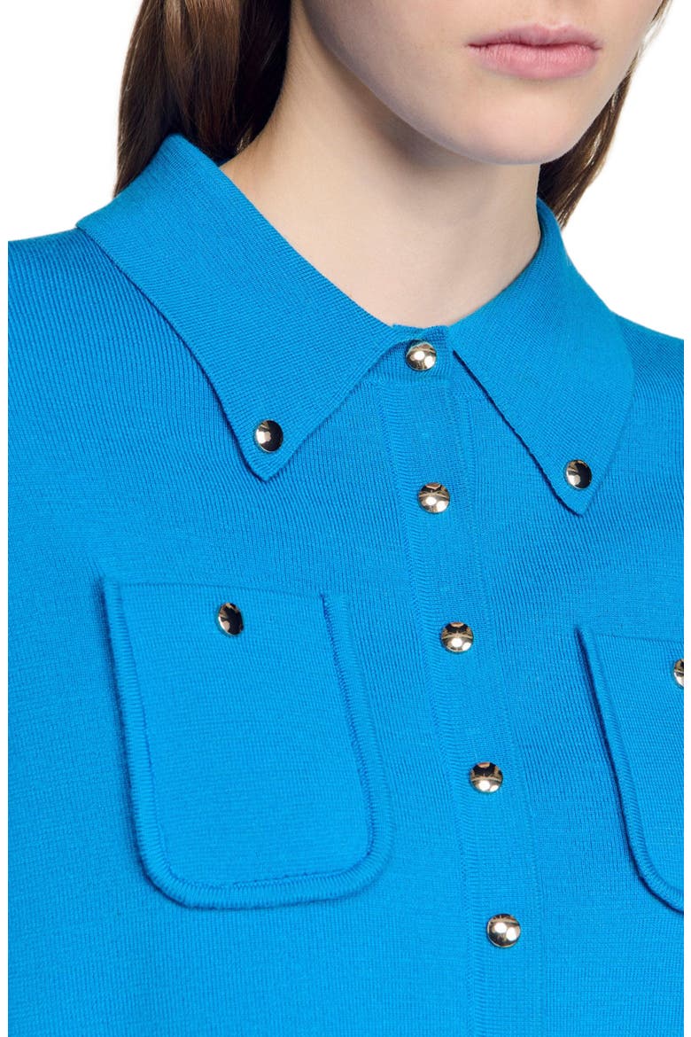 Cardigan with metal buttons, Alternate, color, Blue