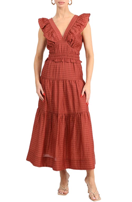 ADELYN RAE ADELYN RAE ENNIE TEXTURED TIERED MIDI DRESS