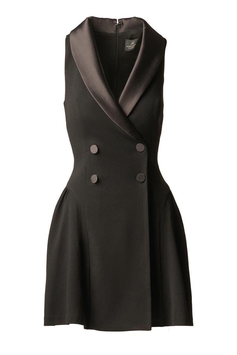 Tuxedo Fit & Flare Dress, Alternate, color, BLACK