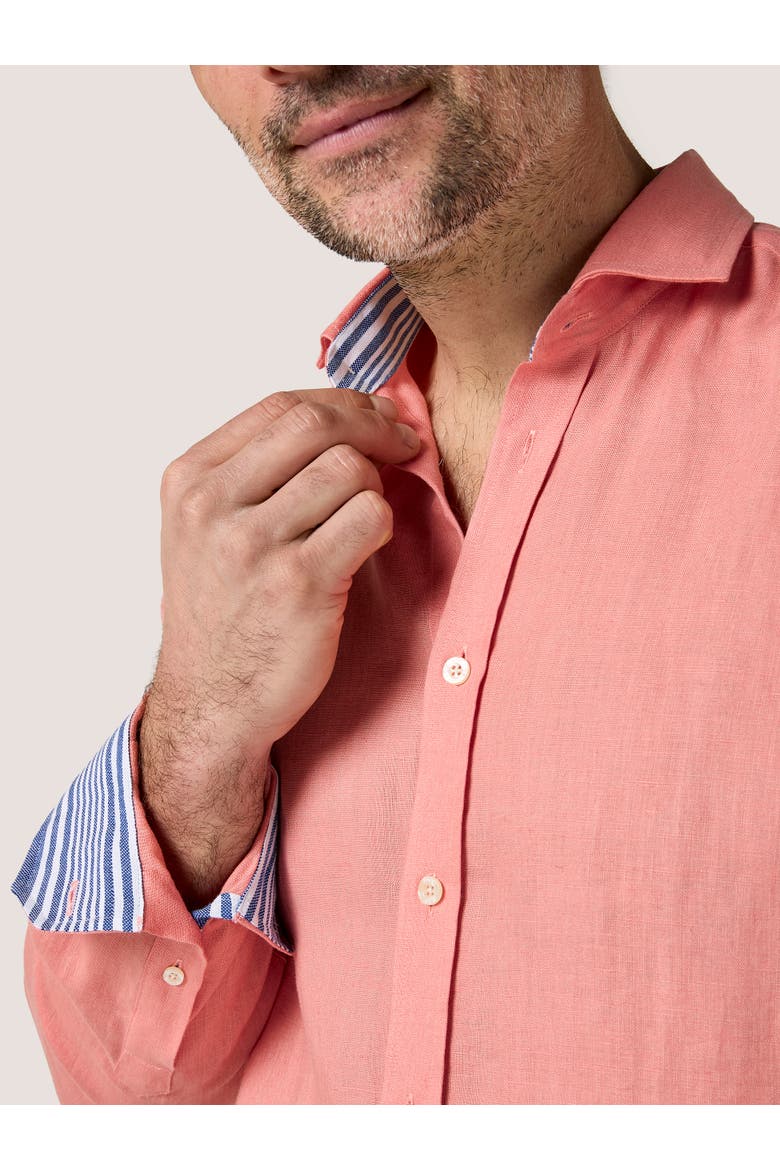 Classic Linen Long Sleeve Shirt, Alternate, color, Salmon Pink