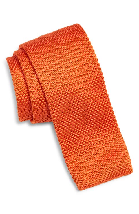 Orange Knit Silk Tie