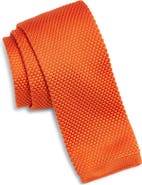 CLIFTON WILSON Orange Knit Silk Tie