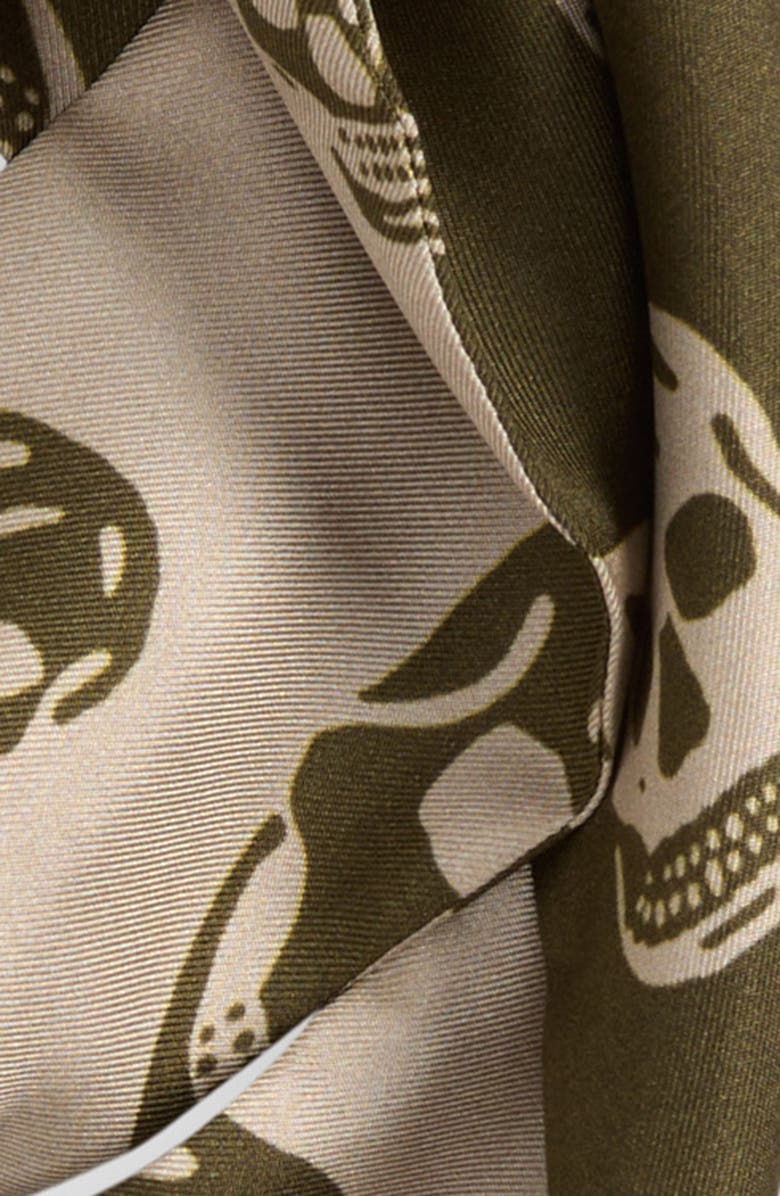McQueen Skinny Silk Twill Scarf, Alternate, color, Olive
