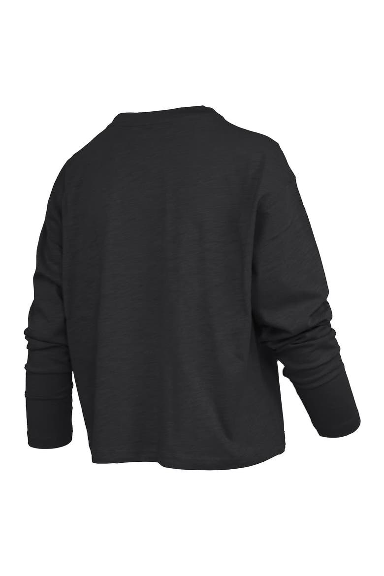 Women's Pressbox Black Texas Longhorns Motley Boxy Waist-Length Long Sleeve T-Shirt, Alternate, color, Black