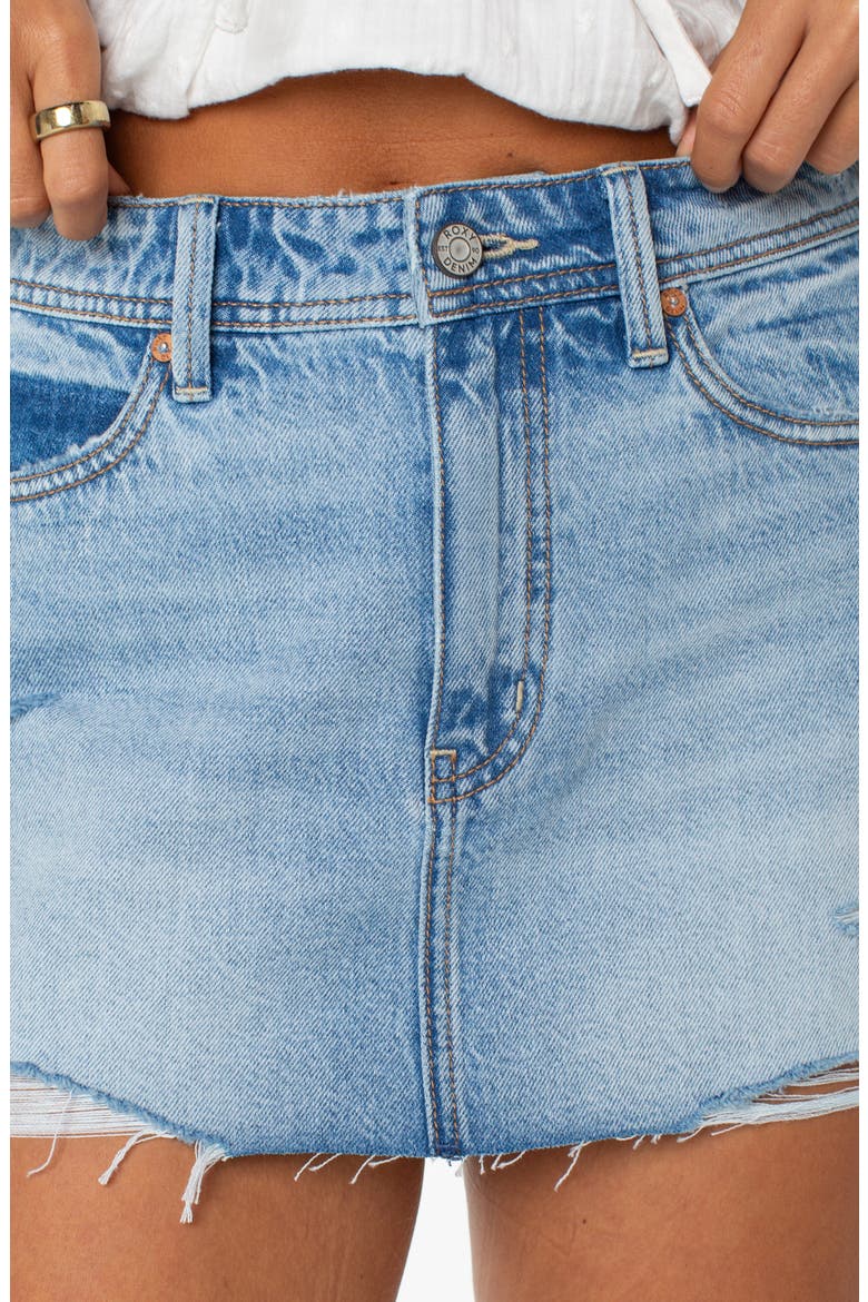 Golden Horizon Raw Edge Denim Miniskirt, Alternate, color, WASH ASHORE