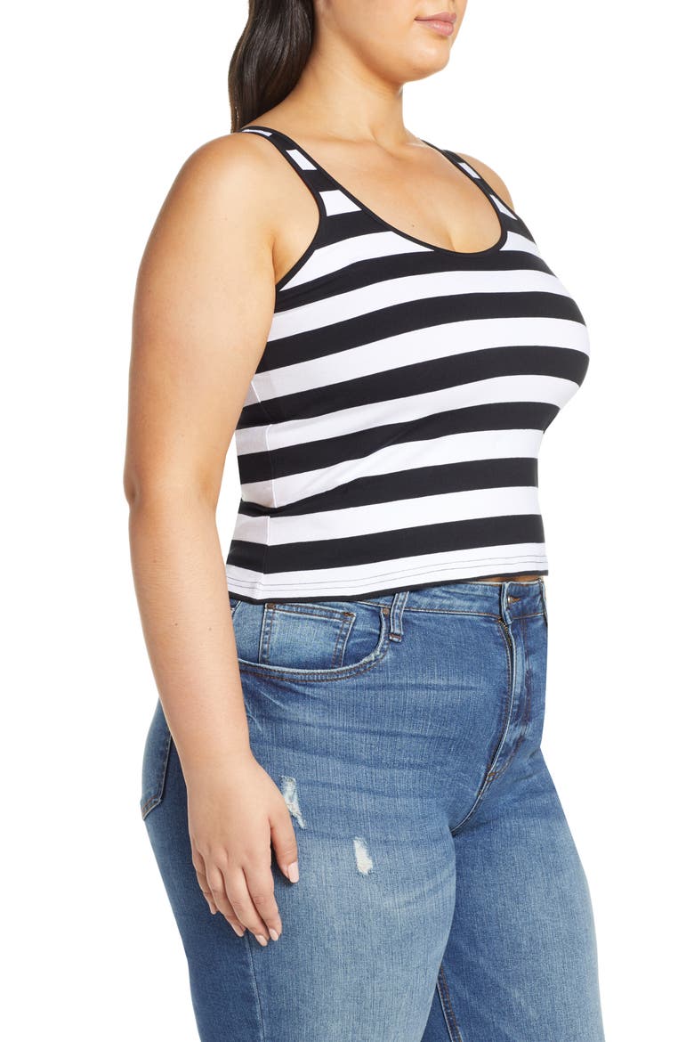 No Tuck Double Scoop Tank, Alternate, color, WHITE IZZY STRIPE