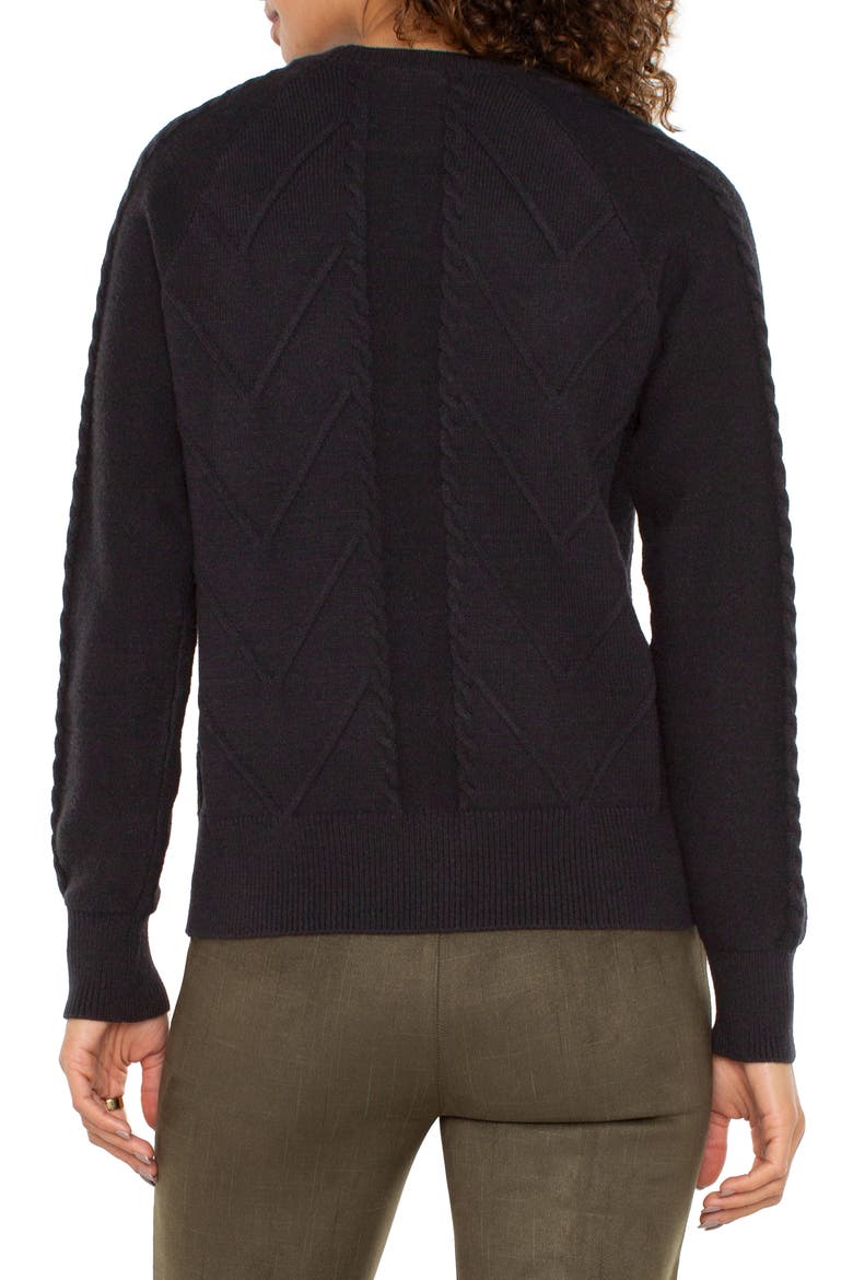 Mix Stitch Crewneck Sweater, Alternate, color, BLACK