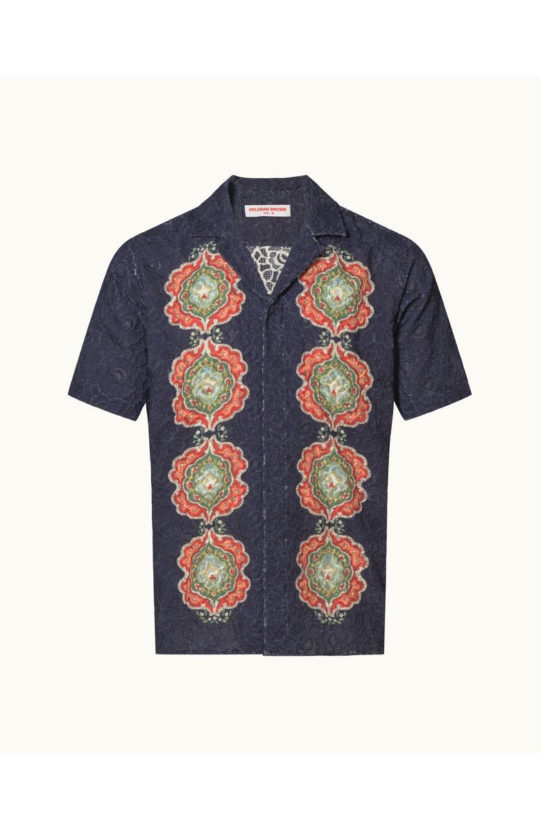 Orlebar Brown Maitan Broderie Relaxed Fit Broderie Anglaise Shirt, Alternate, color, Night Iris