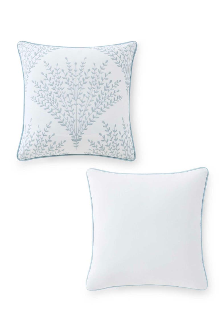 Cottage Leaf Cotton Decorative Pillow, Alternate, color, WHITE/ WINTER BLUE