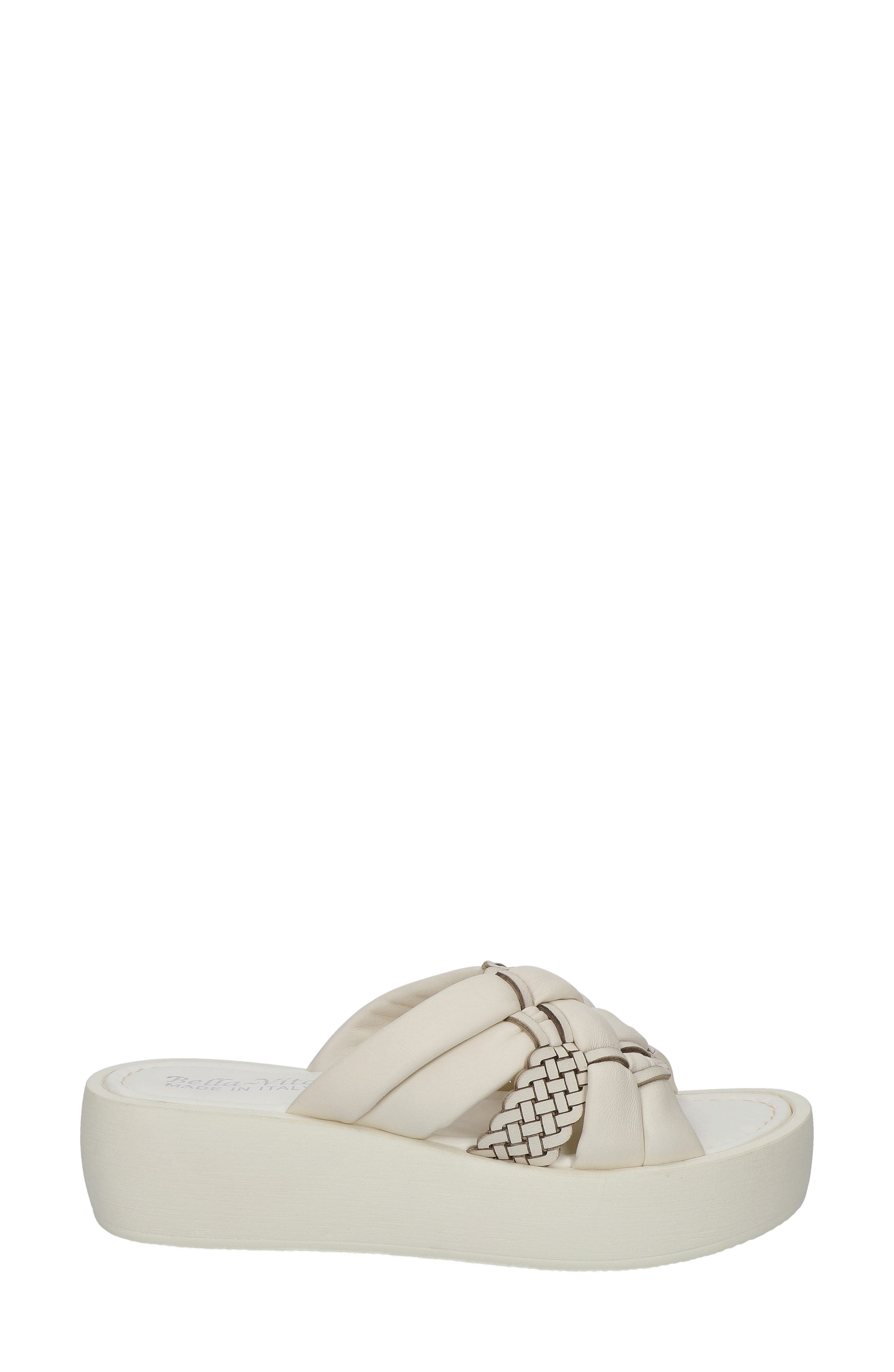 Bella Vita Woven Platform Slide Sandal, Alternate, color, Bone