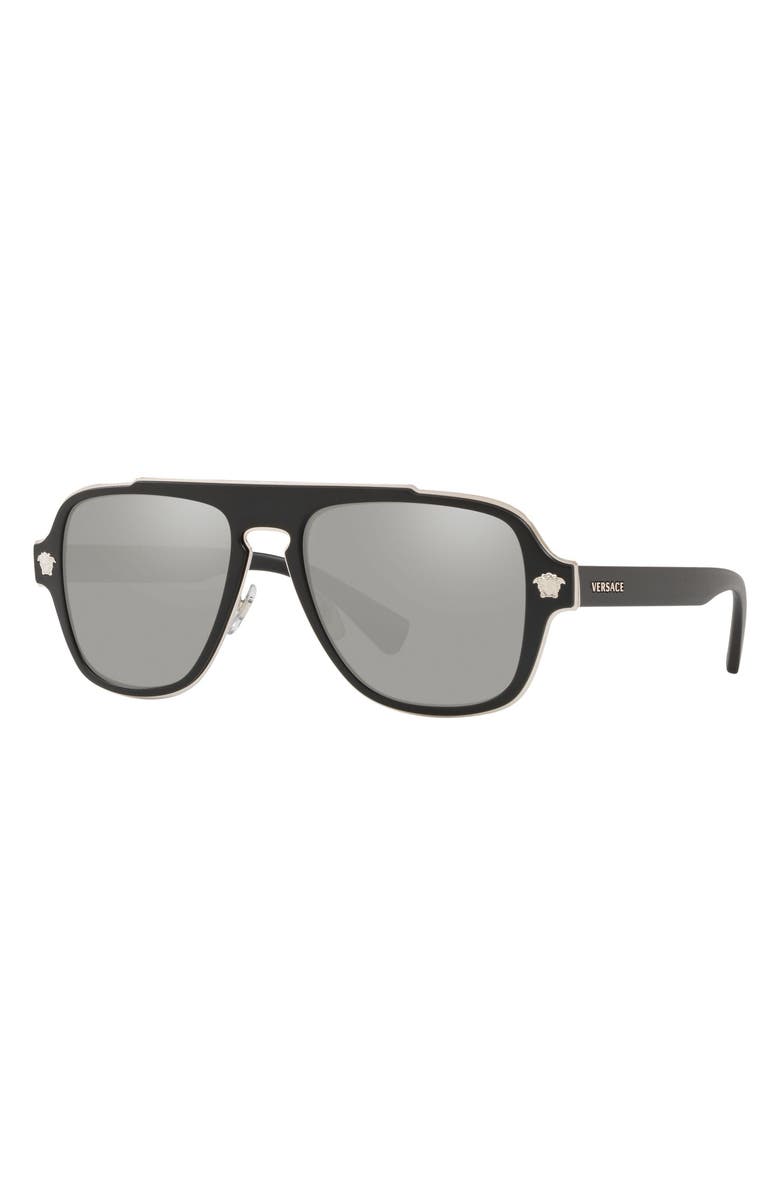 Versace 56mm Mirrored Aviator Sunglasses, Alternate, color, 
