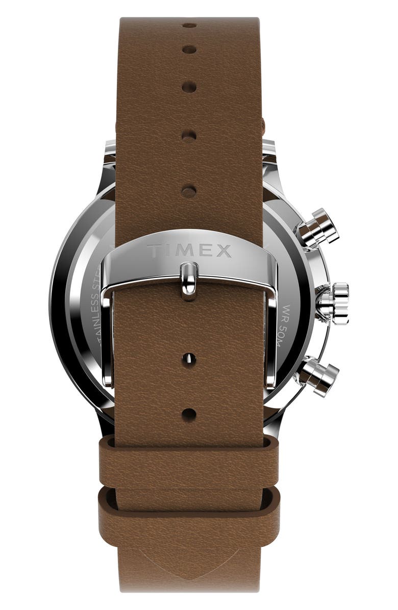 Timex<sup>®</sup> Waterbury Classic Chronograph Leather Strap Watch, 40mm, Alternate, color, 