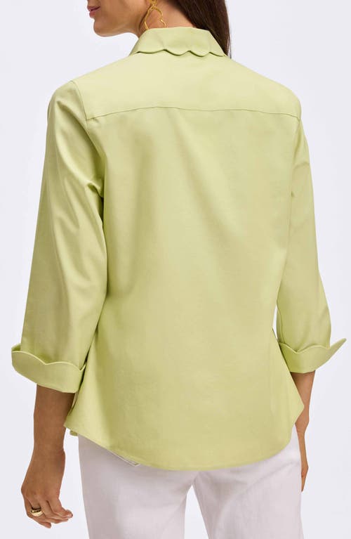 Foxcroft Gwen Three-quarter Sleeve Cotton Button-up Shirt In Pistachio